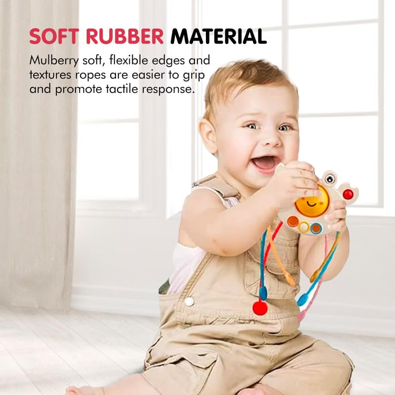Kidology Pull String Teething Toy for Babies 6+ Months | Sensory Teether & Fine Motor Skills Activity | Montessori Toys for Baby Girls & Boys | Travel-Friendly, Food-Grade Silicone for Toddlers | UFO