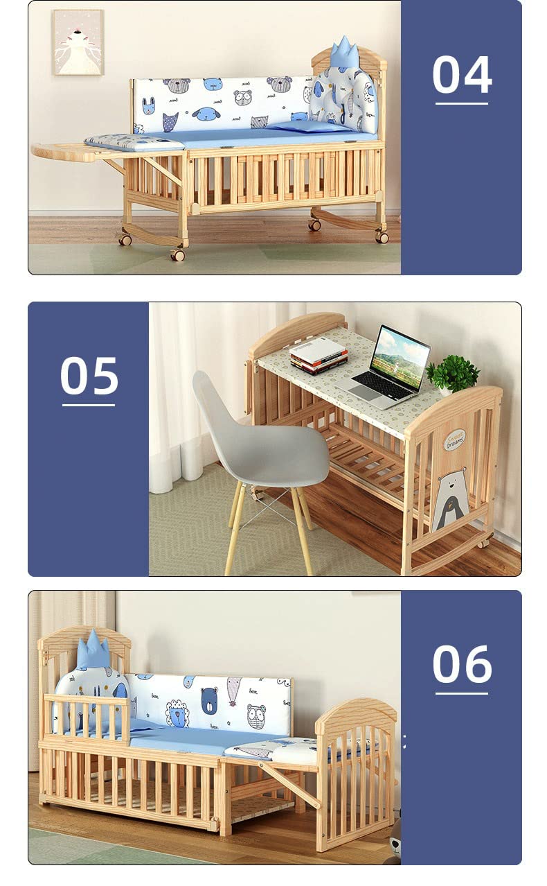BabyTeddy® 12 in 1 Patented Multifunctional Baby Crib, Baby Cot, Toddler Bed,Cradle Rocker,Convertible Desk,Kid’s Sofa with Mattress and Designer Mosquito Net,Diaper Changing Station
