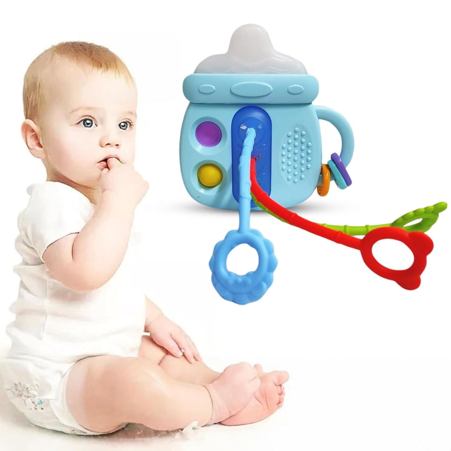 Kidology Pull String Teething Toy for Babies 6+ Months | Sensory Teether & Fine Motor Skills Activity | Montessori Toys for Baby Girls & Boys | Travel-Friendly, Food-Grade Silicone for Toddlers | UFO
