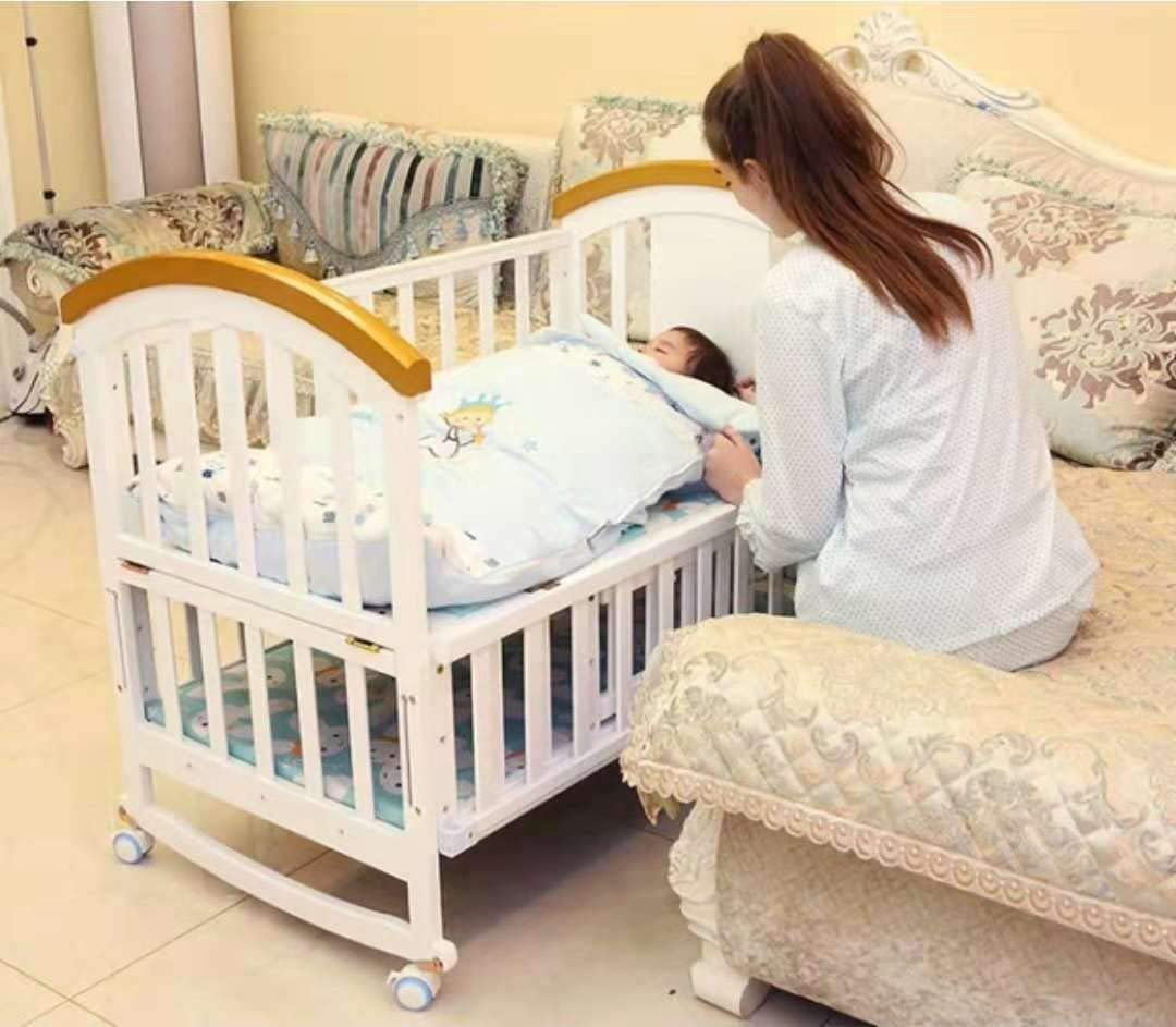 BabyTeddy® 12 in 1 Patented Multifunctional Baby Crib, Baby Cot, Toddler Bed,Cradle Rocker,Convertible Desk,Kid’s Sofa with Mattress and Designer Mosquito Net,Diaper Changing Station
