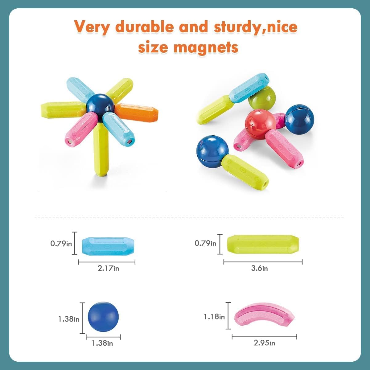 TOYTASTIC Learning Boys Girls Toys Age 4-5,Magnetic Game and Rods Set Educational Magnet Stick and Ball Game,Kids Toys for 3+ Yers