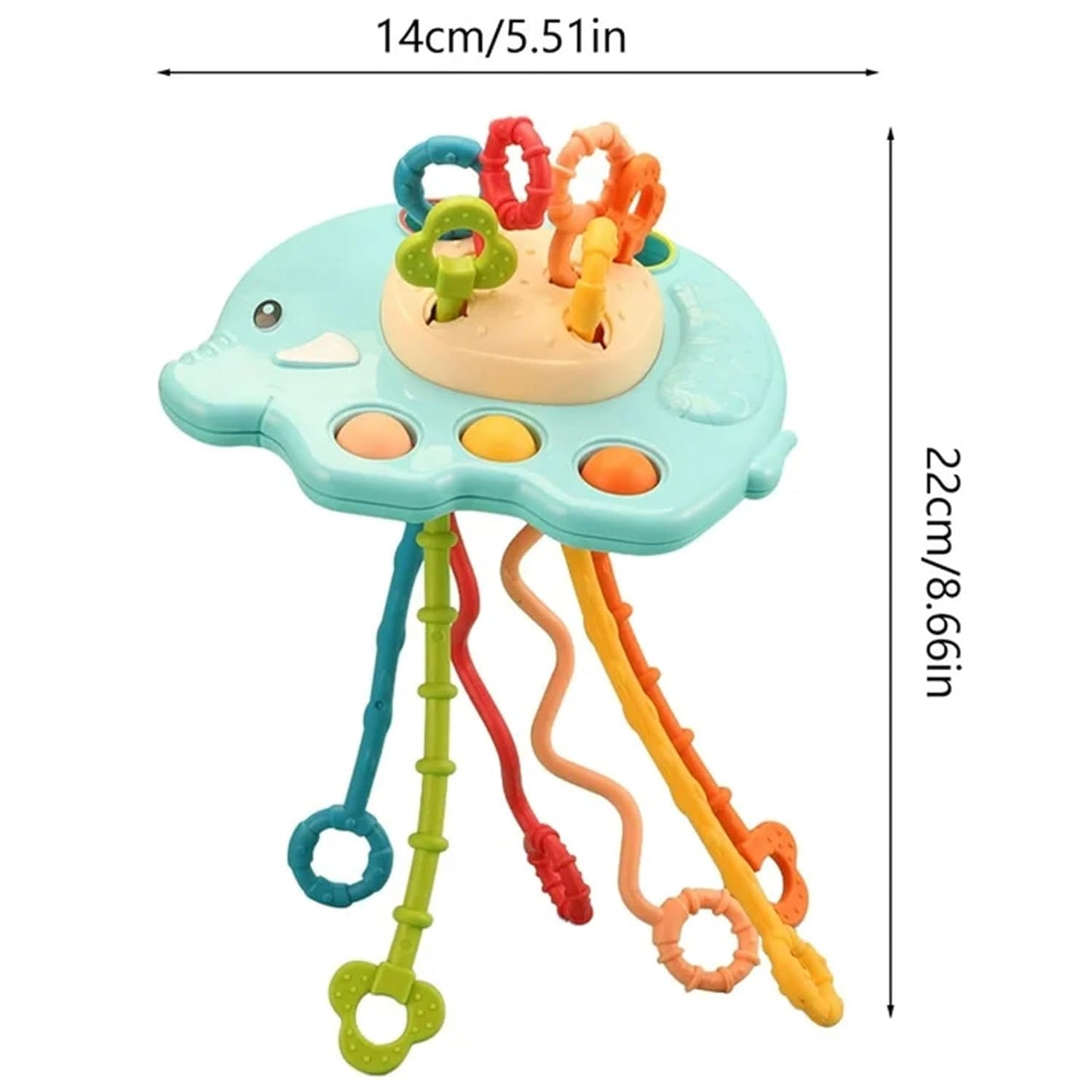 Kidology Pull String Teething Toy for Babies 6+ Months | Sensory Teether & Fine Motor Skills Activity | Montessori Toys for Baby Girls & Boys | Travel-Friendly, Food-Grade Silicone for Toddlers | UFO