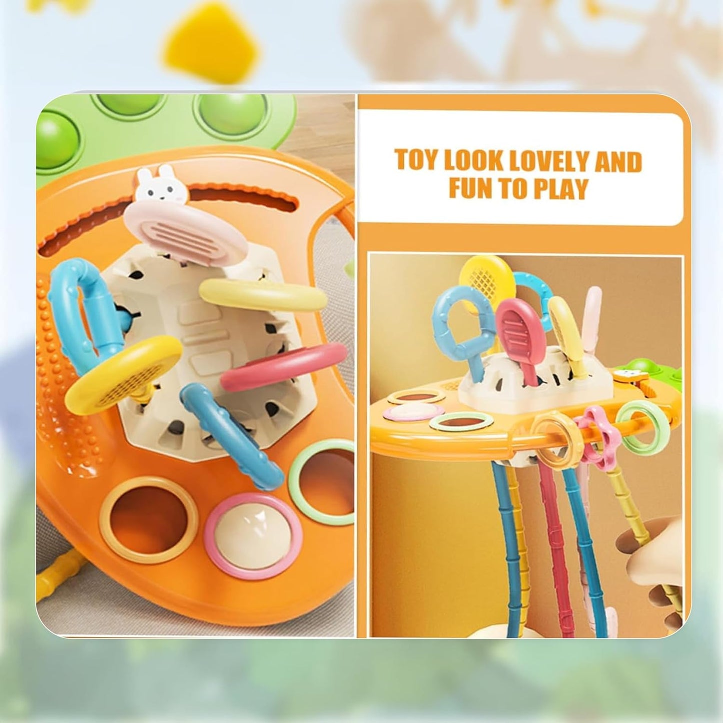 Kidology Pull String Teething Toy for Babies 6+ Months | Sensory Teether & Fine Motor Skills Activity | Montessori Toys for Baby Girls & Boys | Travel-Friendly, Food-Grade Silicone for Toddlers | UFO