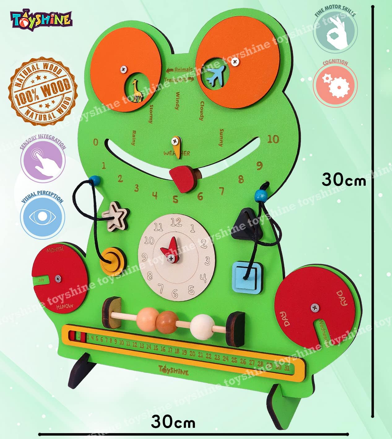 Toyshine Wooden The Flippy Busy Board with 10 Busy Activities | Big Size Montessori Gifts Toys for Toddlers Boys & Girls 2 3 4 5 Year Old Preschool Basic Skills Learning