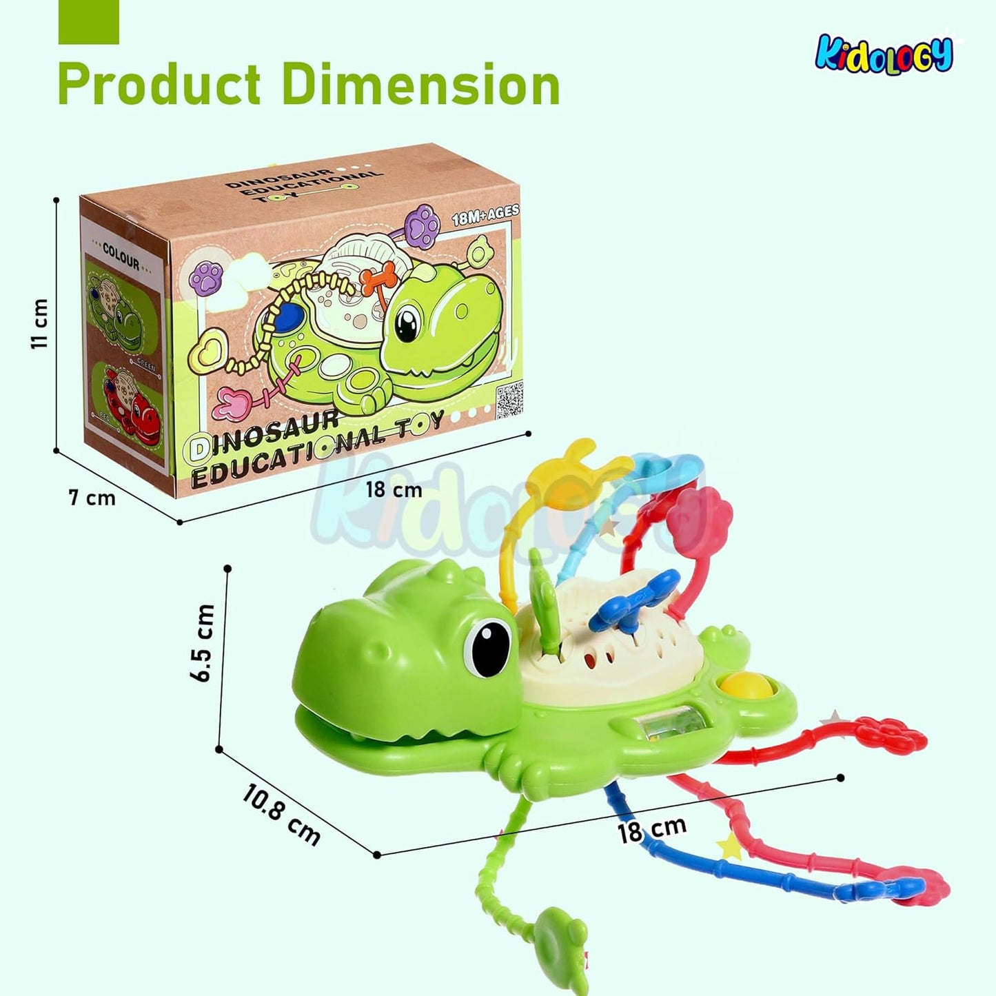 Kidology Pull String Teething Toy for Babies 6+ Months | Sensory Teether & Fine Motor Skills Activity | Montessori Toys for Baby Girls & Boys | Travel-Friendly, Food-Grade Silicone for Toddlers | UFO