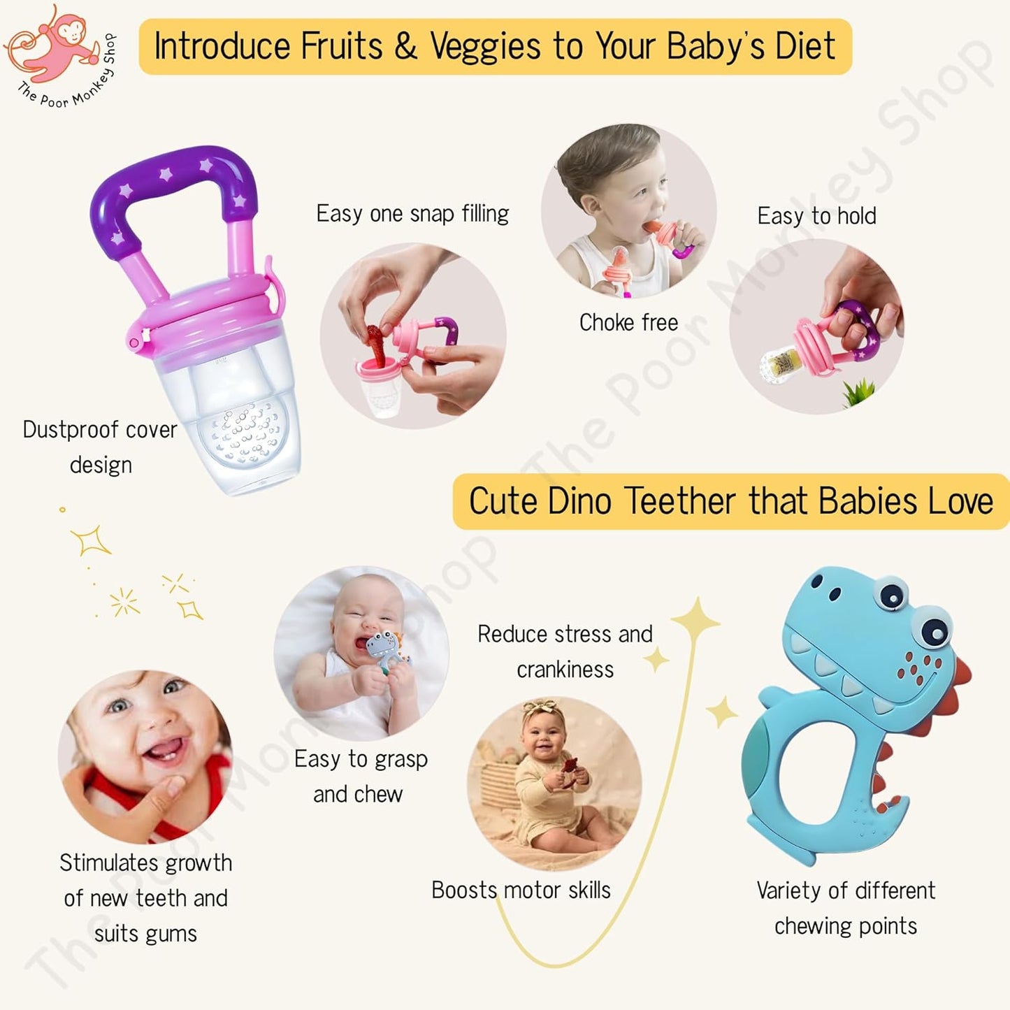 Poor-Monkey-Shop 15 Pc Baby Feeding Set | BPA-Free Food-Grade Silicone | Bib, Whale Shaped Suction Plate, Suction Bowl, Forks & Spoons, Cup, Fruit Feeder, and Much More | Safe for Babies & Toddlers