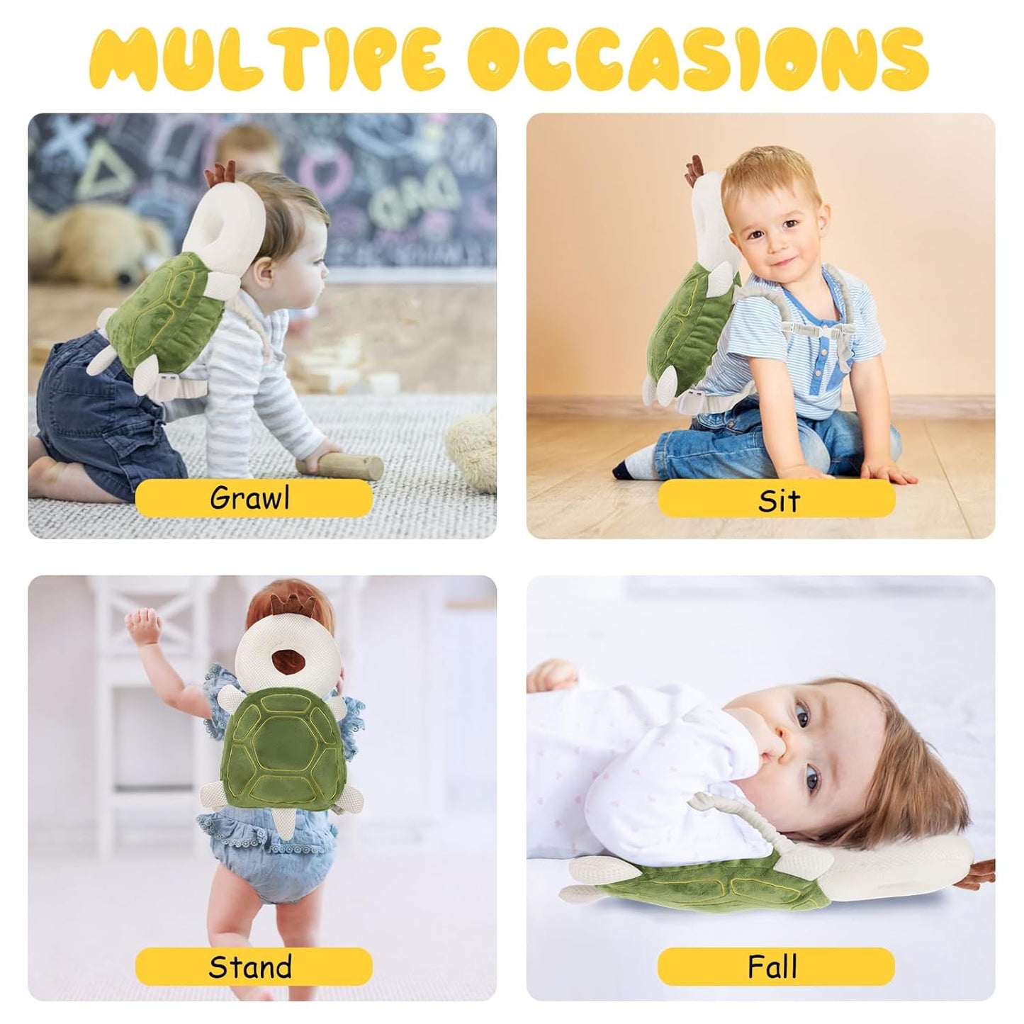 Baby Head Protection Backpack - Soft & Comfortable, Cute Cartoon Design, Pink Butterfly