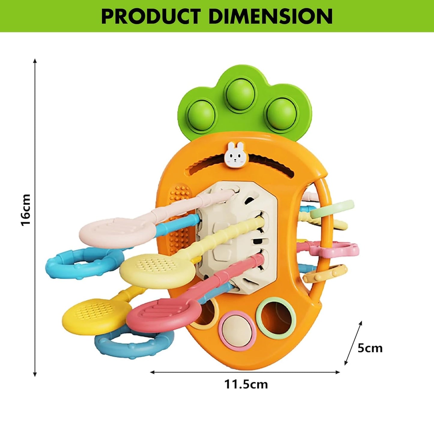 Kidology Pull String Teething Toy for Babies 6+ Months | Sensory Teether & Fine Motor Skills Activity | Montessori Toys for Baby Girls & Boys | Travel-Friendly, Food-Grade Silicone for Toddlers | UFO