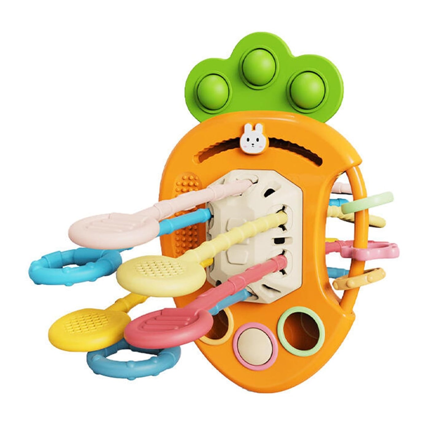 Kidology Pull String Teething Toy for Babies 6+ Months | Sensory Teether & Fine Motor Skills Activity | Montessori Toys for Baby Girls & Boys | Travel-Friendly, Food-Grade Silicone for Toddlers | UFO