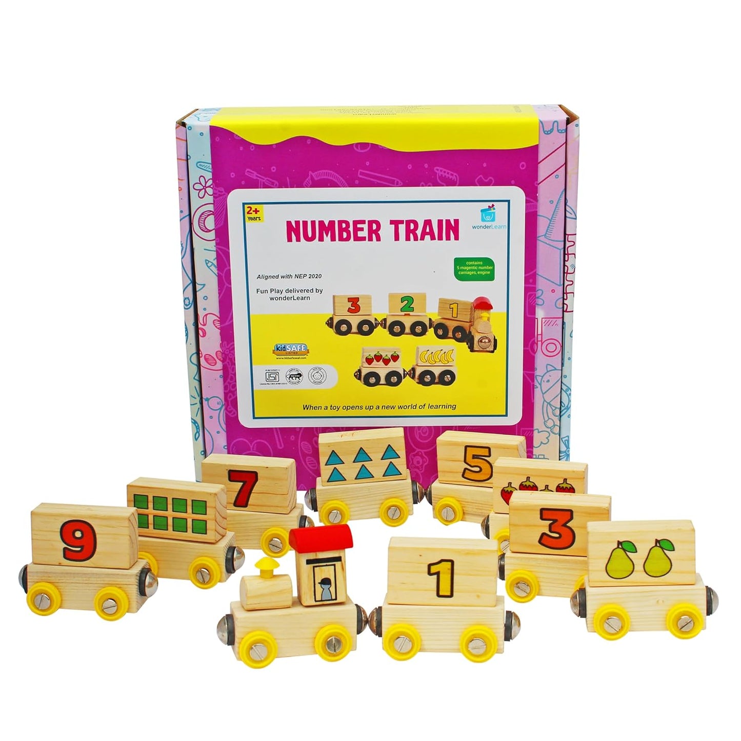 Wonderhood Wooden Number Magnetic Train for Learning Numbers 1 to 9 Toy Set for Kids 2 to 6 Years in Age - Stem nteractive Educational Learning Toy, Birthday Gift (2-6 Years Boy/Girl)