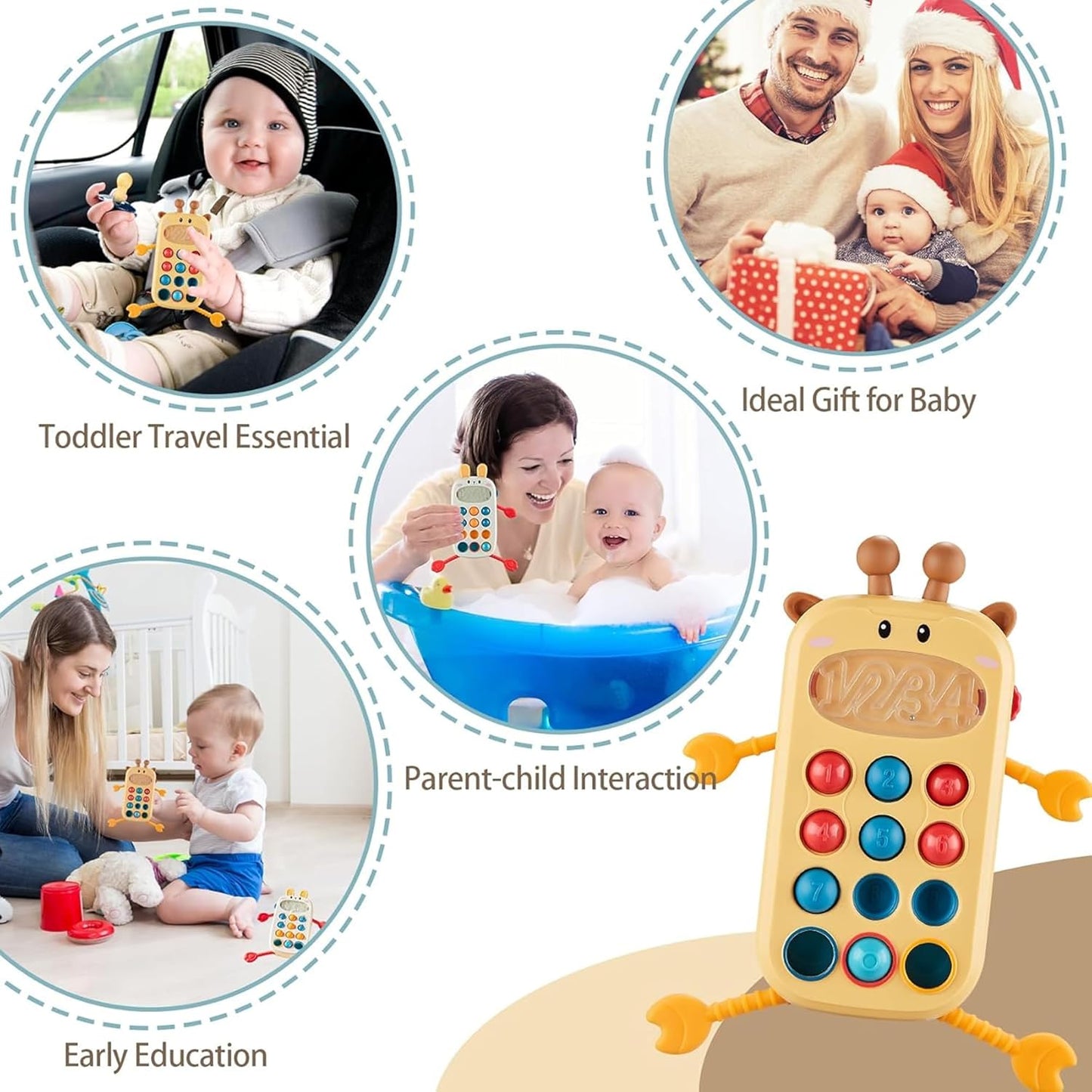 Kidology Pull String Teething Toy for Babies 6+ Months | Sensory Teether & Fine Motor Skills Activity | Montessori Toys for Baby Girls & Boys | Travel-Friendly, Food-Grade Silicone for Toddlers | UFO