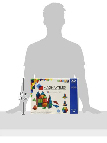 Magna-Tiles Magnetic Building Toys, Clear Colors Set (32 Pieces)