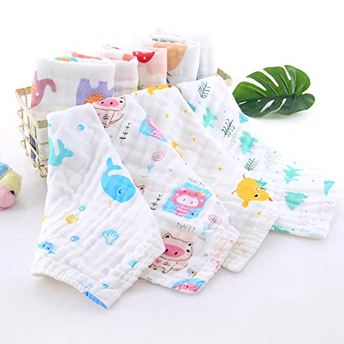 MOM CARE Muslin Cotton Face Towels For Newborn Baby Extra Soft Hankies Reusable Napkins For Infants Toddlers (Pack Of 5) White, 500 TC