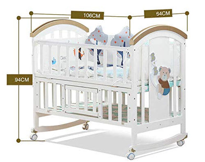 BabyTeddy® 12 in 1 Patented Multifunctional Baby Crib, Baby Cot, Toddler Bed,Cradle Rocker,Convertible Desk,Kid’s Sofa with Mattress and Designer Mosquito Net,Diaper Changing Station