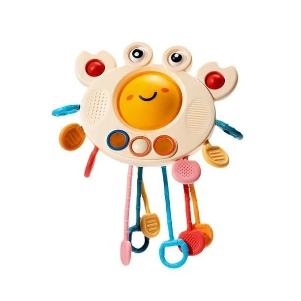 Kidology Pull String Teething Toy for Babies 6+ Months | Sensory Teether & Fine Motor Skills Activity | Montessori Toys for Baby Girls & Boys | Travel-Friendly, Food-Grade Silicone for Toddlers | UFO
