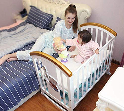 BabyTeddy® 12 in 1 Patented Multifunctional Baby Crib, Baby Cot, Toddler Bed,Cradle Rocker,Convertible Desk,Kid’s Sofa with Mattress and Designer Mosquito Net,Diaper Changing Station