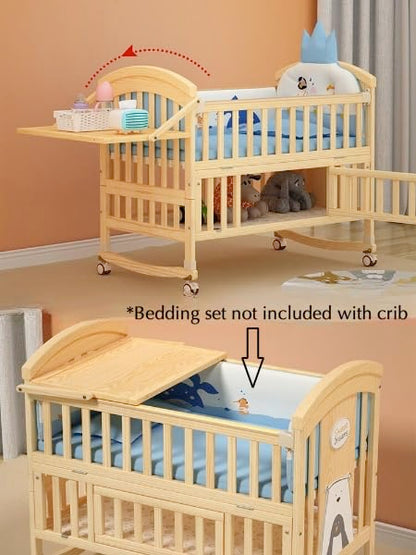 BabyTeddy® 12 in 1 Patented Multifunctional Baby Crib, Baby Cot, Toddler Bed,Cradle Rocker,Convertible Desk,Kid’s Sofa with Mattress and Designer Mosquito Net,Diaper Changing Station