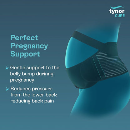 TYNOR Pregnancy Support | Maternity Belt for Lower Back Pain Relief & Posture Support | Adjustable, Comfortable Design for Pregnent Women | Pack of 1 (Black, Large)