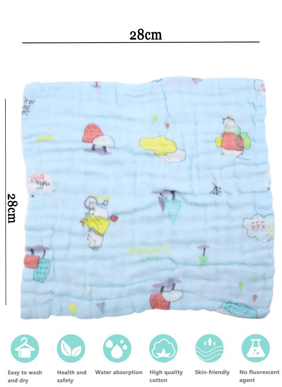 MOM CARE Muslin Cotton Face Towels For Newborn Baby Extra Soft Hankies Reusable Napkins For Infants Toddlers (Pack Of 5) White, 500 TC