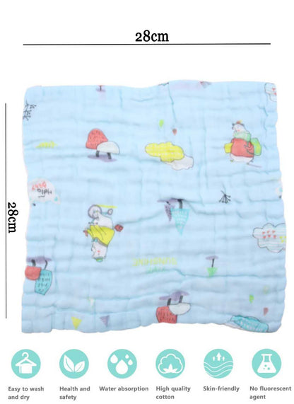 MOM CARE Muslin Cotton Face Towels For Newborn Baby Extra Soft Hankies Reusable Napkins For Infants Toddlers (Pack Of 5) White, 500 TC
