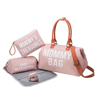 Dravina Diaper Bag for Moms, 5-Piece Set with Changing Pad, Pacifier Holder, 2 Storage Pouches & Luggage Sleeve, Stylish Maternity Backpack for Travel, Baby Essentials Organizer