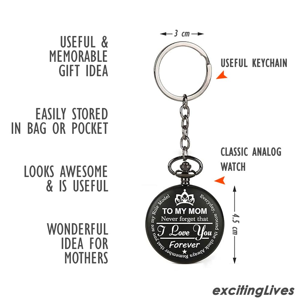 exciting Lives Mom Pocket Watch - Gift for Mother's Day, Birthday, Anniversary, Gift for Mother, Mom, Maa, Mother-in-Law, Best Mother's Day Gift