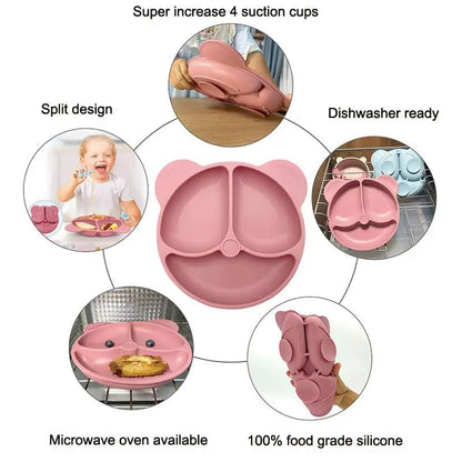 9 Pcs Silicone Baby Feeding Set Bpa-Free,Microwave Safe, Anti-Slip Base | Complete Tableware Kit for Babies & Toddlers with Suction Plate, Bowl, Cup, Spoon, Fork & Bib Multi-Color