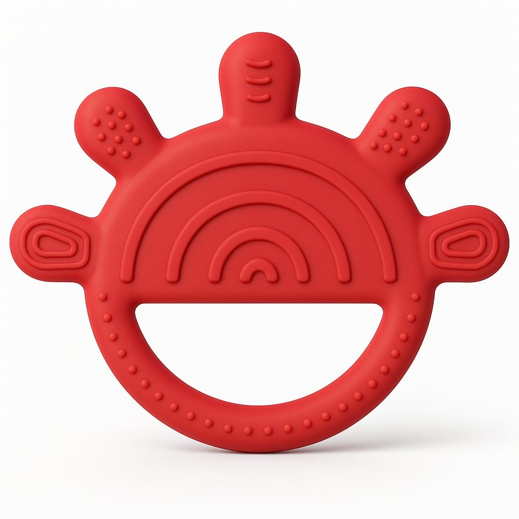Shark Doo Doo® Teether Toy for 2+ Months Baby (Sun Teether) – BPA-Free Silicone Teether for Infants & Toddlers – Soft, Textured, Gum Soothing – Safe, One-Piece Mold for Teething Relief