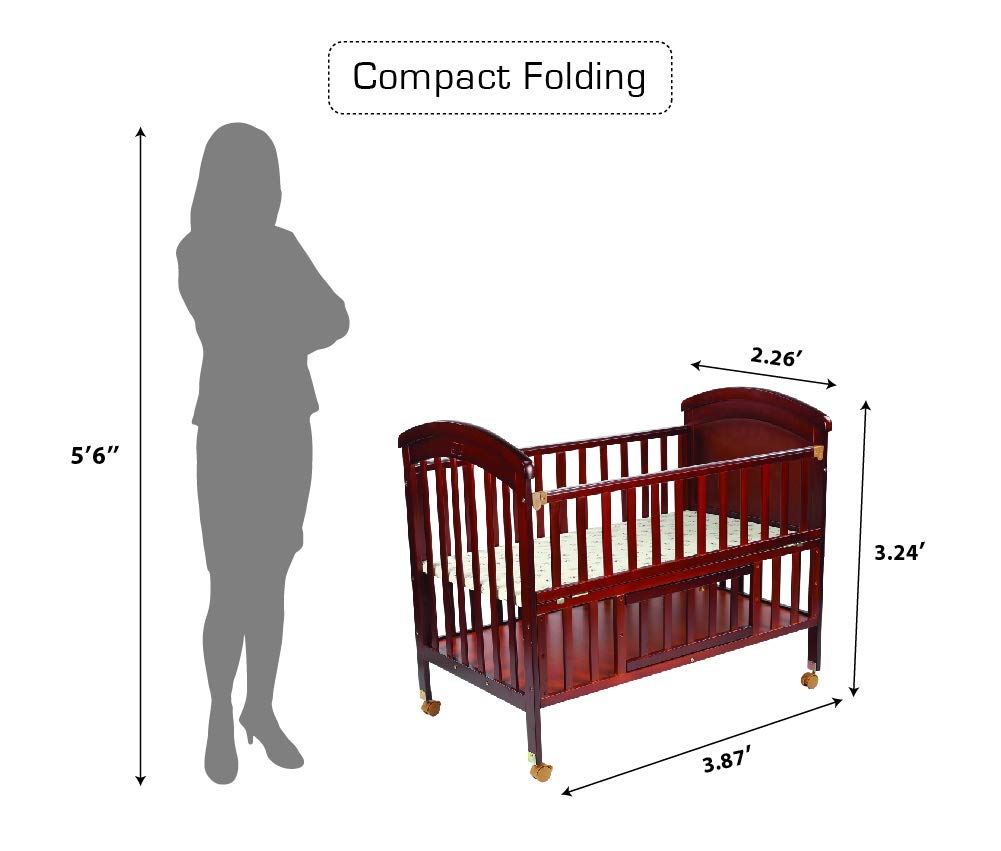 LuvLap C-50 Baby Wooden Cot with Mosquito Net, EN certified Baby Furniture suitable for new born to 12 month, without mattress (Cherry Red)