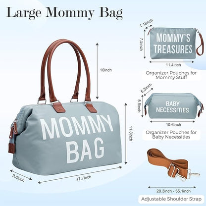 Dravina Diaper Bag for Moms, 5-Piece Set with Changing Pad, Pacifier Holder, 2 Storage Pouches & Luggage Sleeve, Stylish Maternity Backpack for Travel, Baby Essentials Organizer