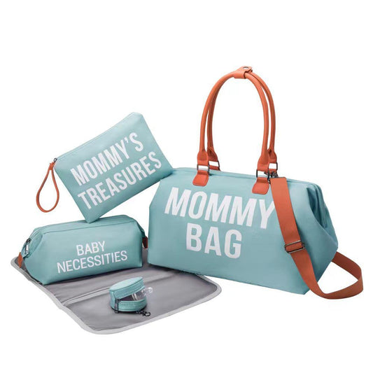 Dravina Diaper Bag for Moms, 5-Piece Set with Changing Pad, Pacifier Holder, 2 Storage Pouches & Luggage Sleeve, Stylish Maternity Backpack for Travel, Baby Essentials Organizer