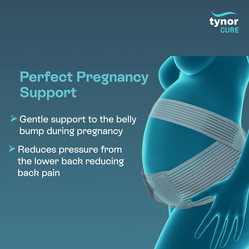 TYNOR Pregnancy Support | Maternity Belt for Lower Back Pain Relief & Posture Support | Adjustable, Comfortable Design for Pregnent Women | Pack of 1 (Black, Large)