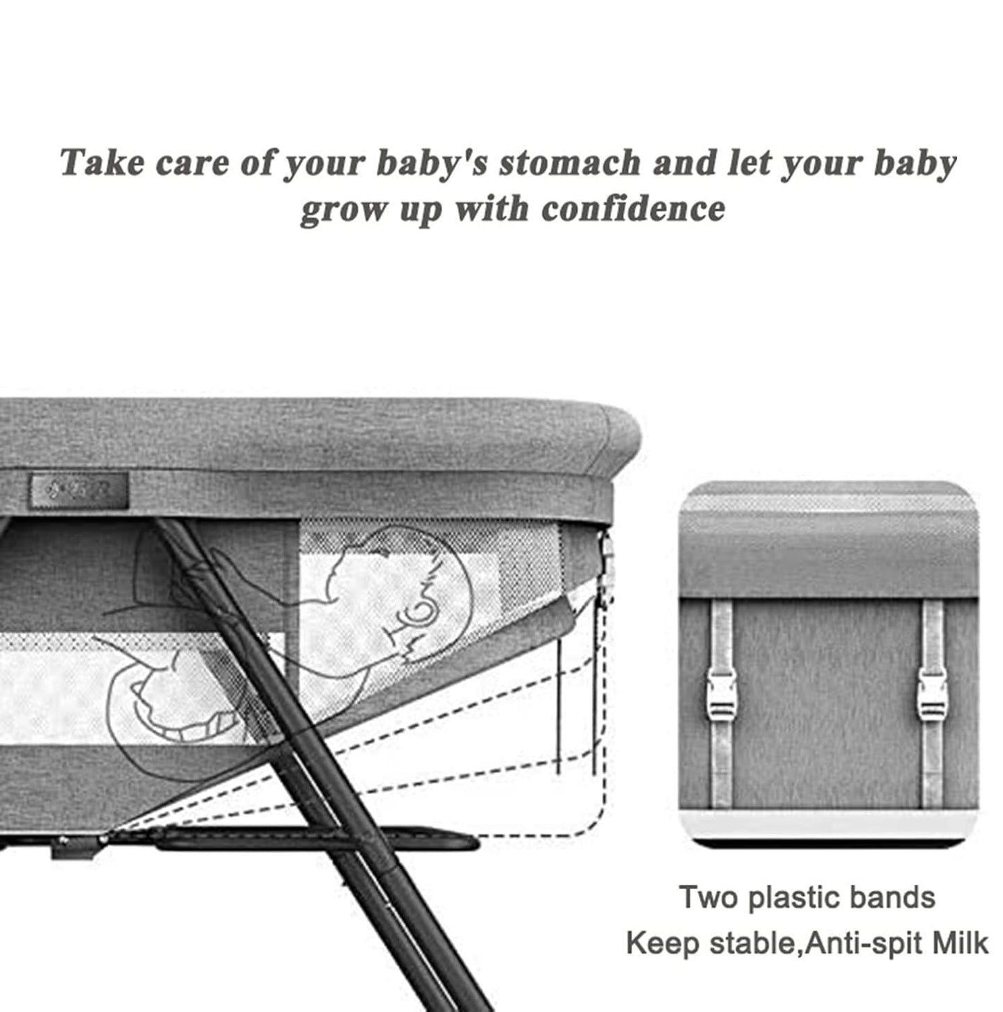 House of Quirk Cradle Crib Baby Rack, Foldable, No Assembly Required, Comes With Casters, Convenient Storage, Adjustable, Breathable, Washable, Newborn 0 Months And Up,(93 X 55 X 77 Cm, Grey) Aluminum