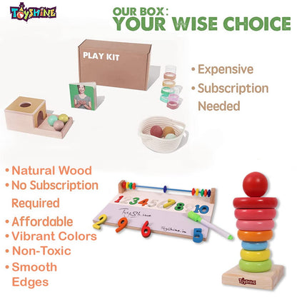Toyshine Pack of 2 Wooden Monstessori Box | Rainbow Ring Stacker and Writing Board | Gift Present for 2-5 Years Boy Girl Toddler Toy