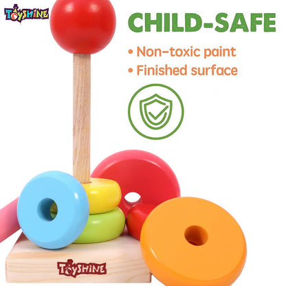 Toyshine Pack of 2 Wooden Monstessori Box | Rainbow Ring Stacker and Writing Board | Gift Present for 2-5 Years Boy Girl Toddler Toy