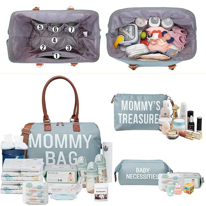 Dravina Diaper Bag for Moms, 5-Piece Set with Changing Pad, Pacifier Holder, 2 Storage Pouches & Luggage Sleeve, Stylish Maternity Backpack for Travel, Baby Essentials Organizer