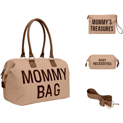Dravina Diaper Bag for Moms, 5-Piece Set with Changing Pad, Pacifier Holder, 2 Storage Pouches & Luggage Sleeve, Stylish Maternity Backpack for Travel, Baby Essentials Organizer