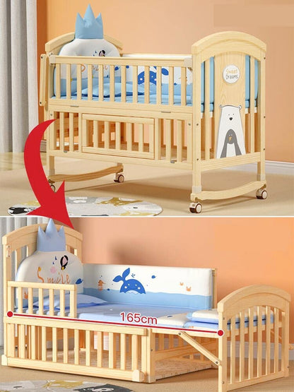 BabyTeddy® 12 in 1 Patented Multifunctional Baby Crib, Baby Cot, Toddler Bed,Cradle Rocker,Convertible Desk,Kid’s Sofa with Mattress and Designer Mosquito Net,Diaper Changing Station