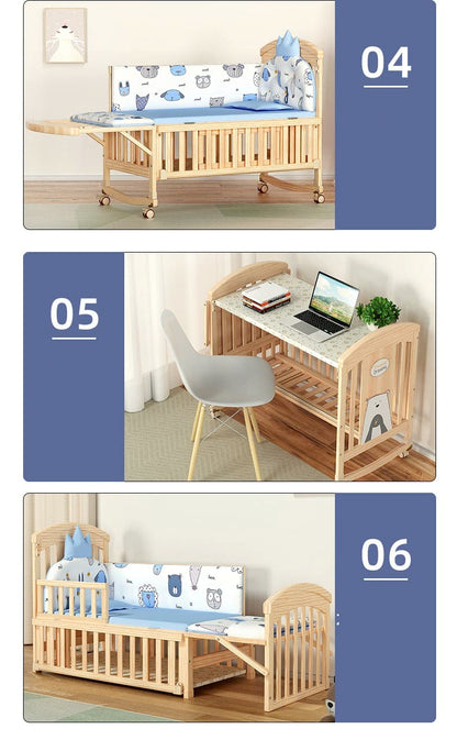 BabyTeddy® 12 in 1 Patented Multifunctional Baby Crib, Baby Cot, Toddler Bed,Cradle Rocker,Convertible Desk,Kid’s Sofa with Mattress and Designer Mosquito Net,Diaper Changing Station