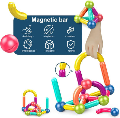 TOYTASTIC Learning Boys Girls Toys Age 4-5,Magnetic Game and Rods Set Educational Magnet Stick and Ball Game,Kids Toys for 3+ Yers