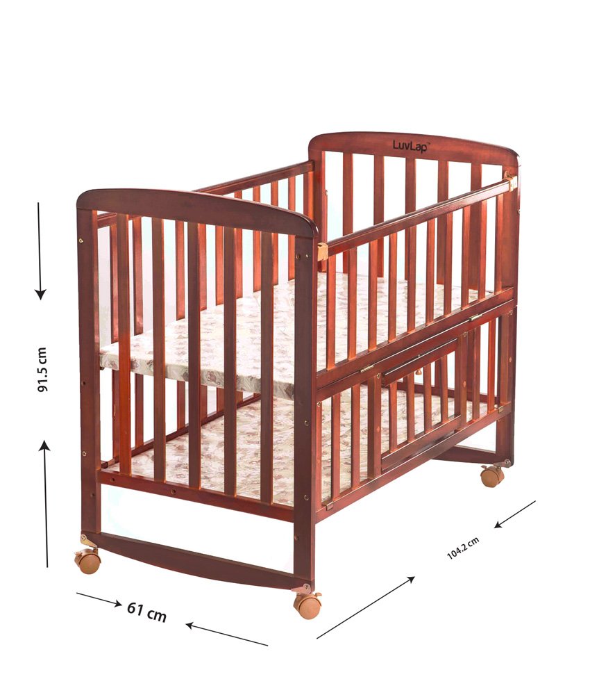 LuvLap C-50 Baby Wooden Cot with Mosquito Net, EN certified Baby Furniture suitable for new born to 12 month, without mattress (Cherry Red)