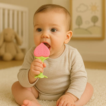 Shark Doo Doo® Teether Toy for 2+ Months Baby (Sun Teether) – BPA-Free Silicone Teether for Infants & Toddlers – Soft, Textured, Gum Soothing – Safe, One-Piece Mold for Teething Relief