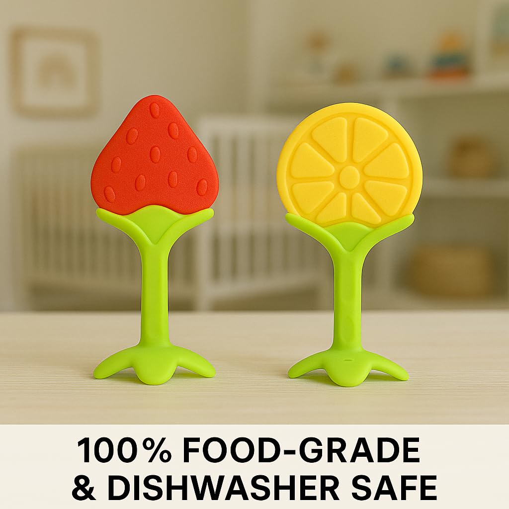 Shark Doo Doo® Teether Toy for 2+ Months Baby (Sun Teether) – BPA-Free Silicone Teether for Infants & Toddlers – Soft, Textured, Gum Soothing – Safe, One-Piece Mold for Teething Relief