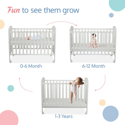 LuvLap C-50 Baby Wooden Cot with Mosquito Net, EN certified Baby Furniture suitable for new born to 12 month, without mattress (Cherry Red)