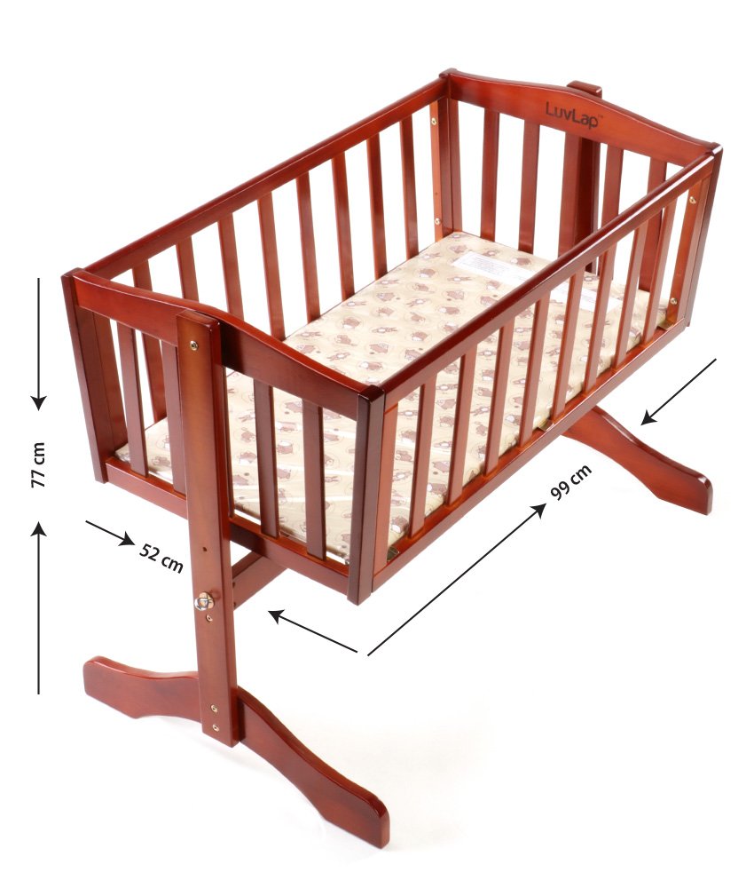 LuvLap C-50 Baby Wooden Cot with Mosquito Net, EN certified Baby Furniture suitable for new born to 12 month, without mattress (Cherry Red)