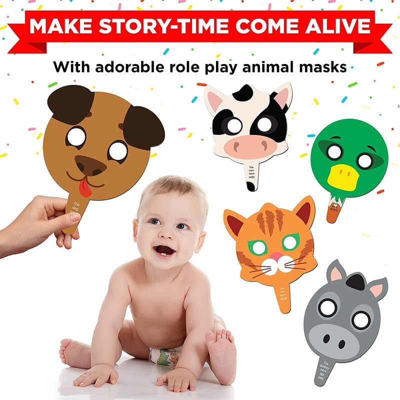 EINSTEIN BOX for 1 Year Old Boys/Girls | Gift Toys & Board Books for Kids | Learning Kit & Educational Toys | Pretend Play Set of Animal Masks | Activity Book Included, Multicolor