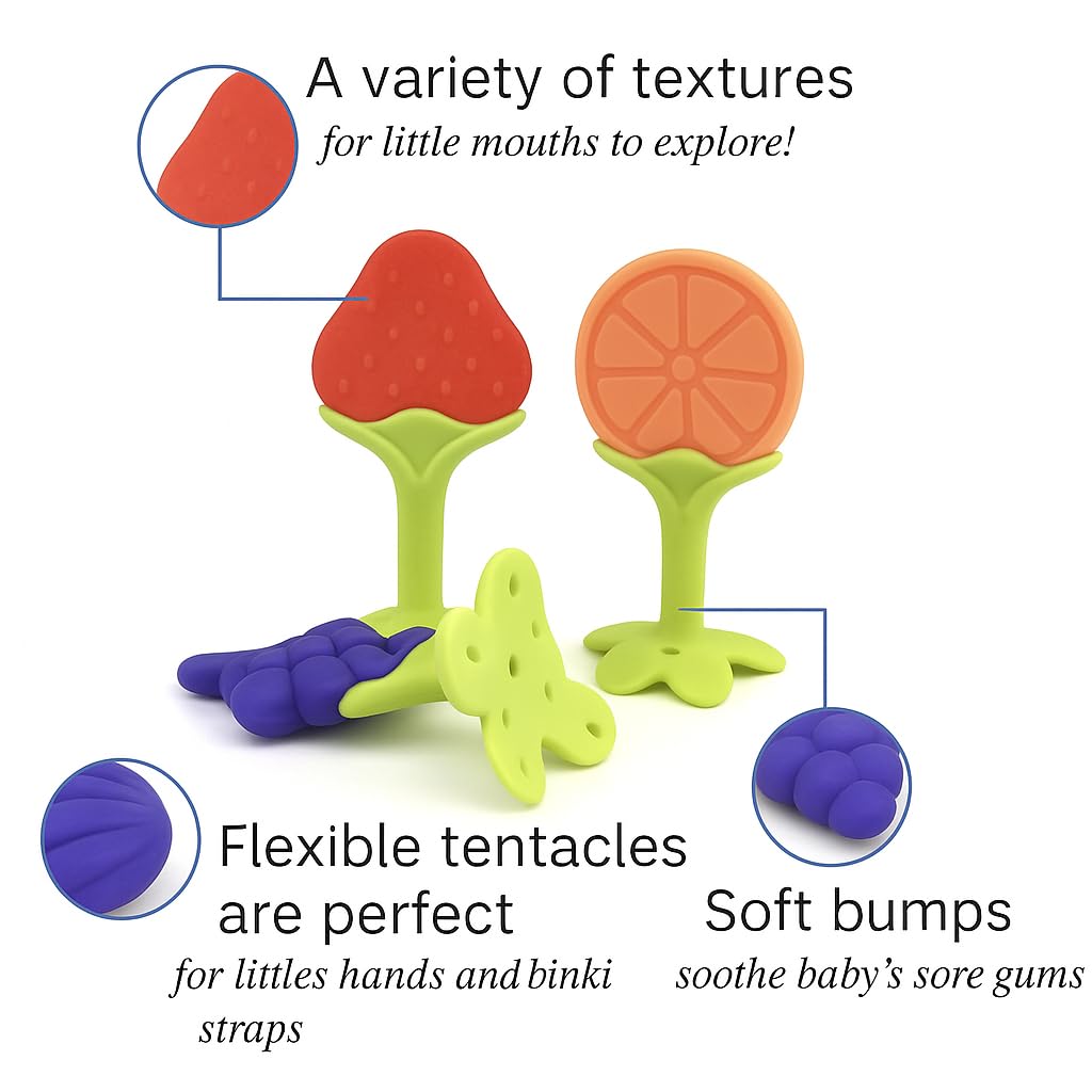 Shark Doo Doo® Teether Toy for 2+ Months Baby (Sun Teether) – BPA-Free Silicone Teether for Infants & Toddlers – Soft, Textured, Gum Soothing – Safe, One-Piece Mold for Teething Relief