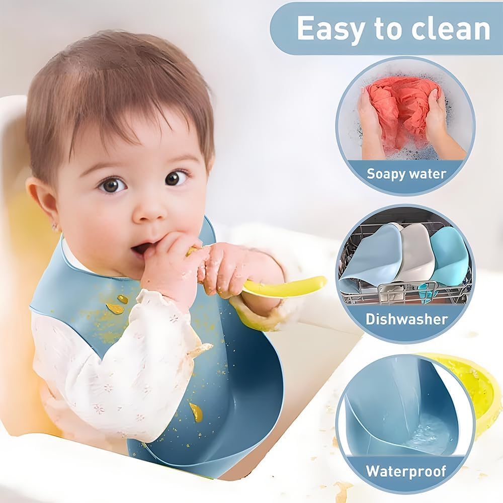 9 Pcs Silicone Baby Feeding Set Bpa-Free,Microwave Safe, Anti-Slip Base | Complete Tableware Kit for Babies & Toddlers with Suction Plate, Bowl, Cup, Spoon, Fork & Bib Multi-Color