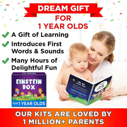 EINSTEIN BOX for 1 Year Old Boys/Girls | Gift Toys & Board Books for Kids | Learning Kit & Educational Toys | Pretend Play Set of Animal Masks | Activity Book Included, Multicolor