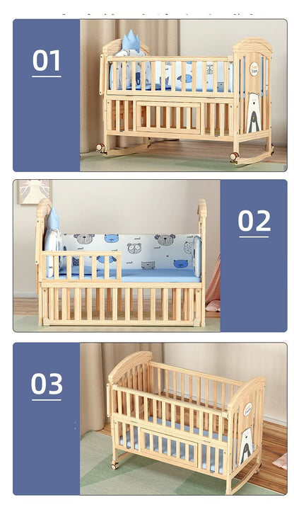 BabyTeddy® 12 in 1 Patented Multifunctional Baby Crib, Baby Cot, Toddler Bed,Cradle Rocker,Convertible Desk,Kid’s Sofa with Mattress and Designer Mosquito Net,Diaper Changing Station